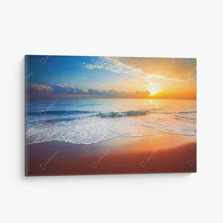 Cuadro en lienzo amanecer dorado sobre el mar – Pixers®