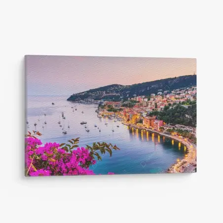 Cuadro en lienzo atardecer en Villefranche-sur-Mer, costa de ensueño – Pixers®