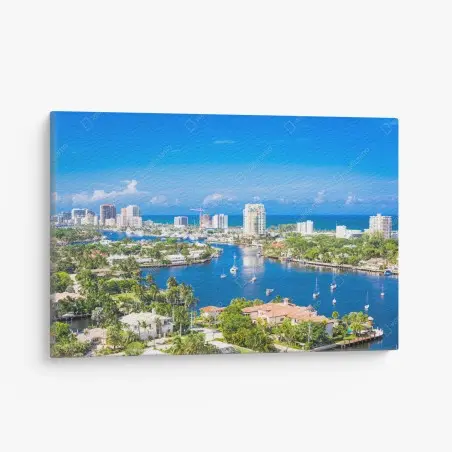 Cuadro en lienzo horizonte costero de Fort Lauderdale sobre la isla barrera – Pixers®