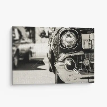 Cuadro en lienzo detalle cromado de coche clásico en sepia – Pixers®