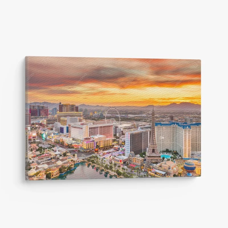 Cuadro en lienzo vibrante skyline de Las Vegas al atardecer