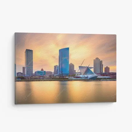 Cuadro en lienzo atardecer dorado en Milwaukee – Pixers®