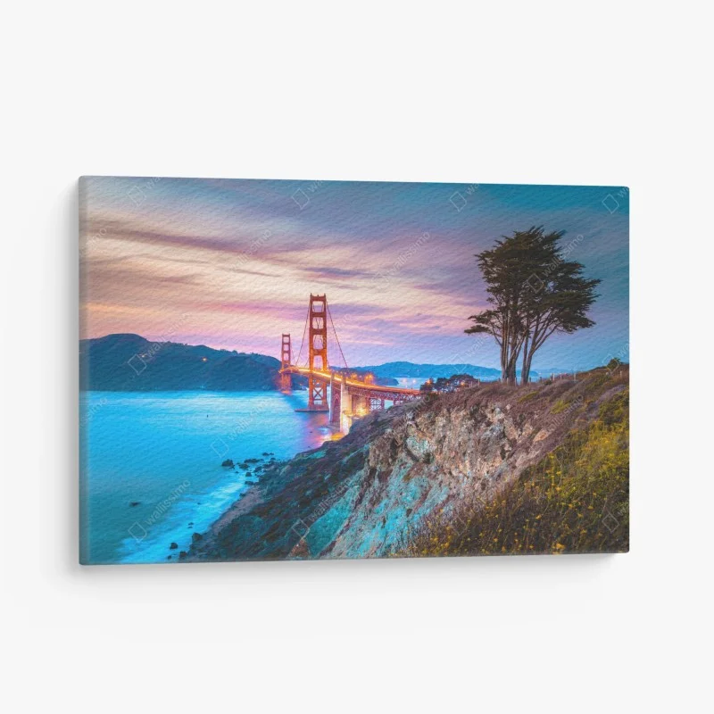 Cuadro en lienzo vistas del puente Golden Gate al atardecer