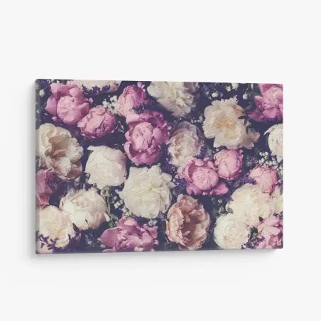 Cuadro en lienzo mural floral de peonías en tonos pastel – Pixers®