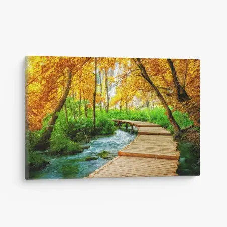 Cuadro en lienzo sendero de madera entre lagos en Plitvice – Pixers®