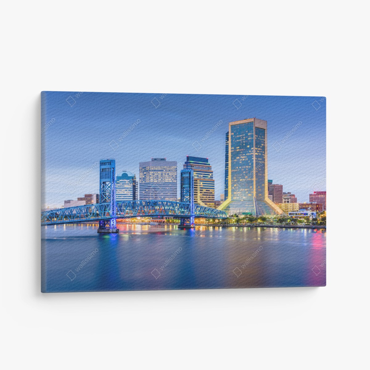 Cuadro en lienzo atardecer en Jacksonville: horizonte urbano iluminado – Pixers®