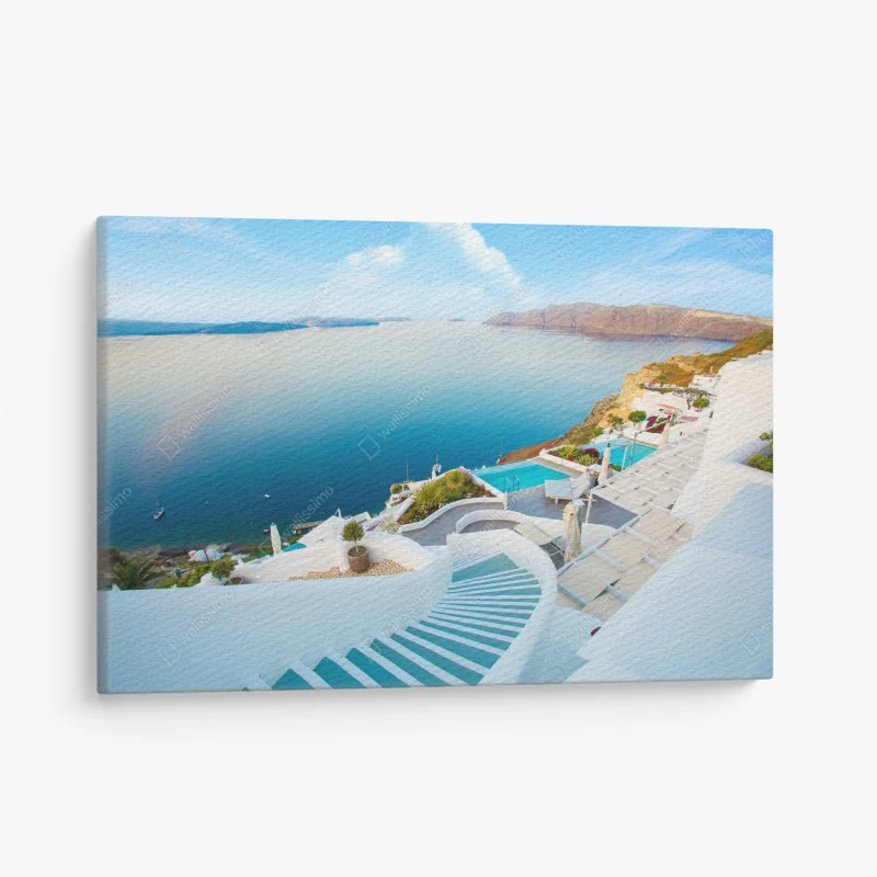 Cuadro en lienzo mural de paisaje costero de Santorini