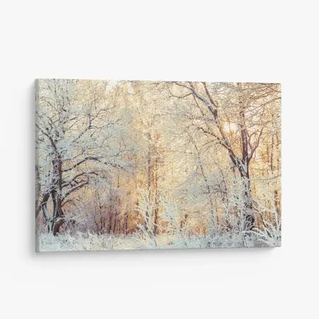 Cuadro en lienzo bosque invernal al atardecer – Pixers®