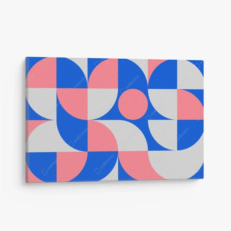 Cuadro en lienzo composición geométrica escandinava en rosa y azul