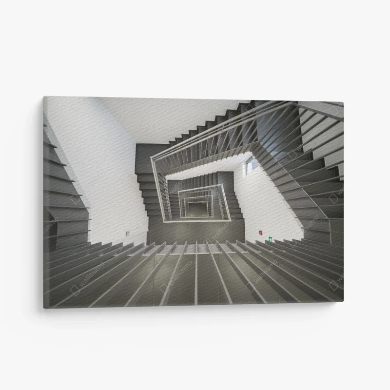 Cuadro en lienzo escalera geométrica vista cenital