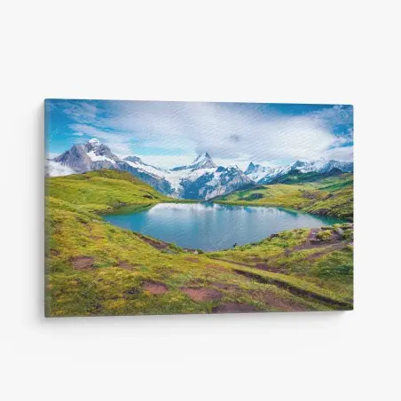Cuadro en lienzo amanecer sobre Bachalpsee en los Alpes Berneses, Suiza – Pixers®