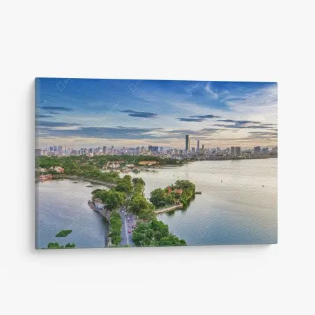 Cuadro en lienzo atardecer sobre el lago de Hanoi – Pixers®