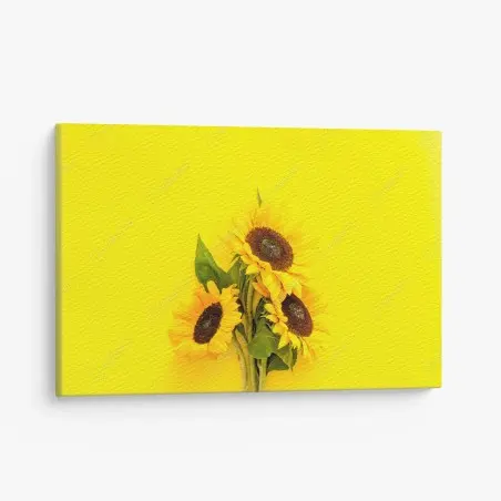 Cuadro en lienzo girasoles sobre fondo amarillo vibrante – Pixers®