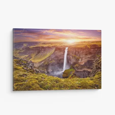 Cuadro en lienzo amanecer en Haifoss, cascada de Islandia – Pixers®
