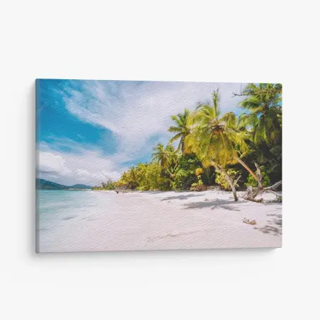 Cuadro en lienzo playa tropical con palmeras y arena blanca – Pixers®