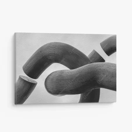 Cuadro en lienzo escultura abstracta de formas curvas en blanco y negro – Pixers®