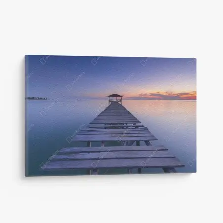 Cuadro en lienzo muelle al atardecer sobre aguas serenas – Pixers®