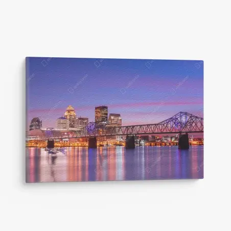 Cuadro en lienzo atardecer en Louisville: horizonte reflejado sobre el río – Pixers®