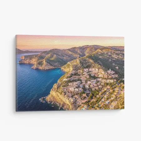 Cuadro en lienzo paisaje costero Mediterráneo al atardecer – Pixers®
