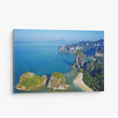 Cuadro en lienzo paisaje costero tropical con acantilados y aguas turquesas – Pixers®