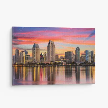 Cuadro en lienzo crepúsculo urbano sobre San Diego – Pixers®