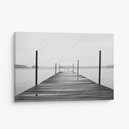 Cuadro en lienzo muelle tranquilo en lago brumoso – Pixers®