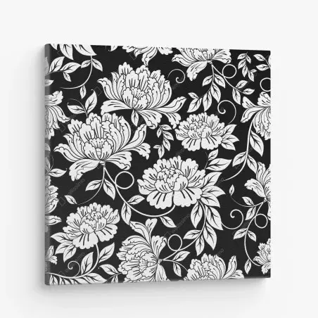 Cuadro en lienzo motivo floral elegante en blanco y negro – Pixers®