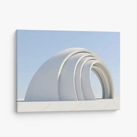 Cuadro en lienzo arcos curvos minimalistas en blanco y azul – Pixers®