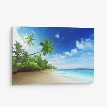 Cuadro en lienzo atardecer tropical en Mahé, Seychelles – Pixers®