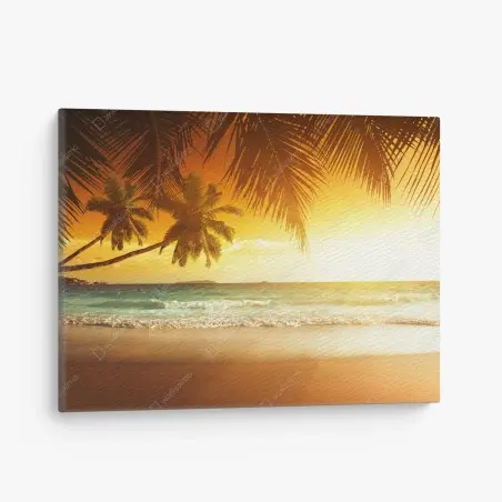 Cuadro en lienzo atardecer caribeño en la playa – Pixers®