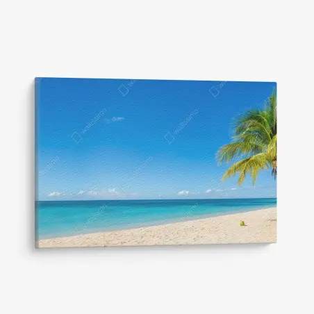 Cuadro en lienzo paisaje de playa tropical con palmera – Pixers®