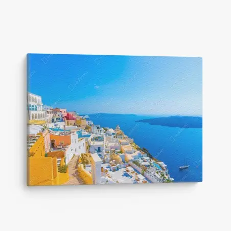 Cuadro en lienzo panorama de Santorini sobre la caldera – Pixers®
