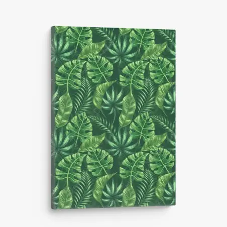 Cuadro en lienzo estampado tropical de hojas verdes – Pixers®