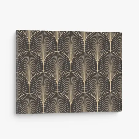 Cuadro en lienzo patrón art déco dorado sobre fondo negro – Pixers®