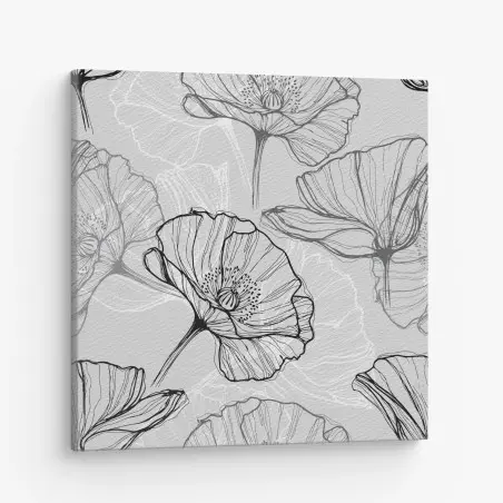 Cuadro en lienzo estampado de amapolas en líneas minimalistas – Pixers®