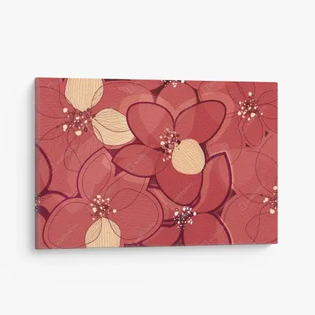 Cuadro en lienzo diseño floral en tonos rojos y marfil – Pixers®