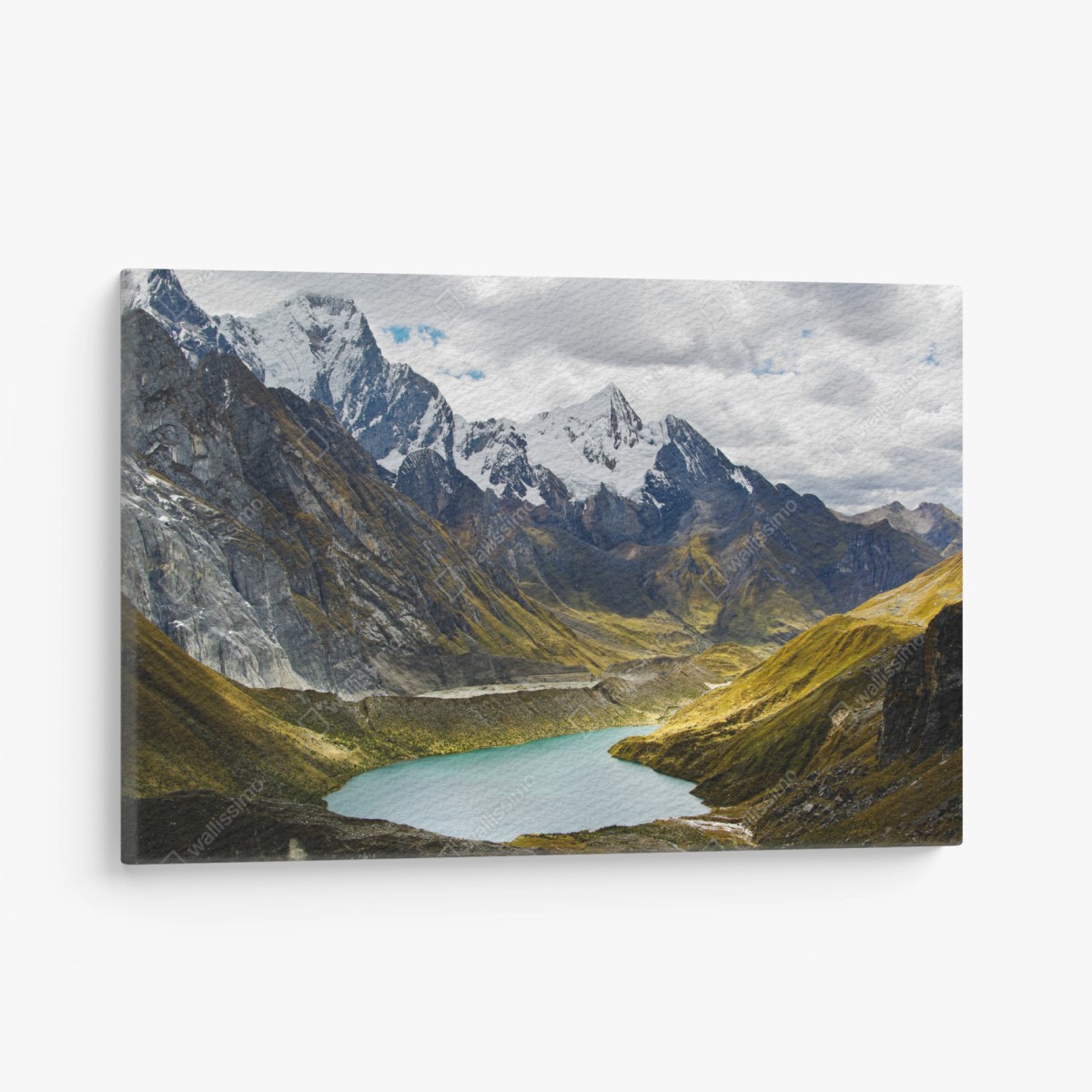 Cuadro en lienzo panorama de montaña con lago turquesa – Pixers®