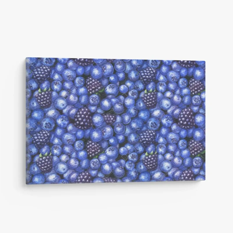 Cuadro en lienzo estampado de arándanos y moras para decoración