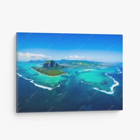 Cuadro en lienzo panorama aéreo de Le Morne Brabant y laguna turquesa – Pixers®