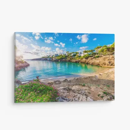 Cuadro en lienzo amanecer en Cala Esmeralda, Mallorca – Pixers®