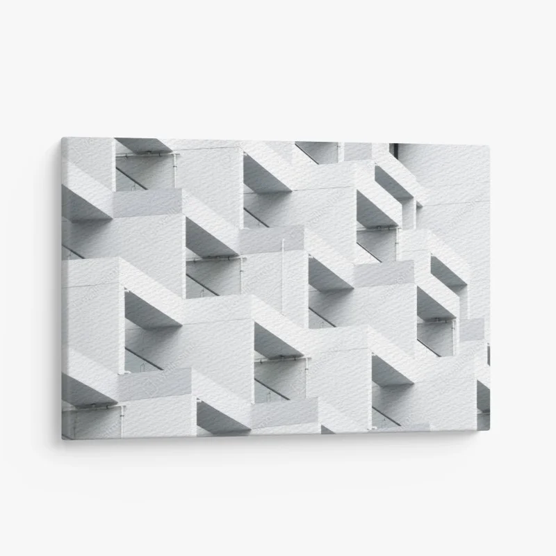 Cuadro en lienzo patrón arquitectónico blanco y minimalista