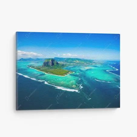 Cuadro en lienzo panorama aéreo de Le Morne Brabant, Mauricio – Pixers®