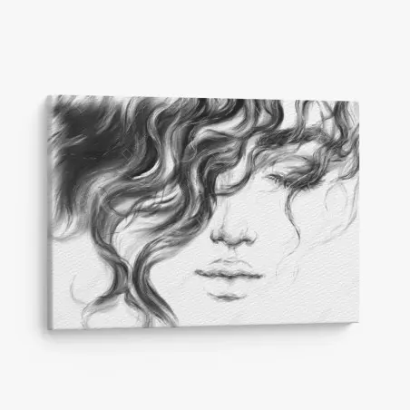 Cuadro en lienzo rostro etéreo en blanco y negro – Pixers®