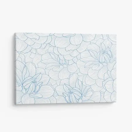 Cuadro en lienzo estampado floral en líneas azules y delicadas – Pixers®