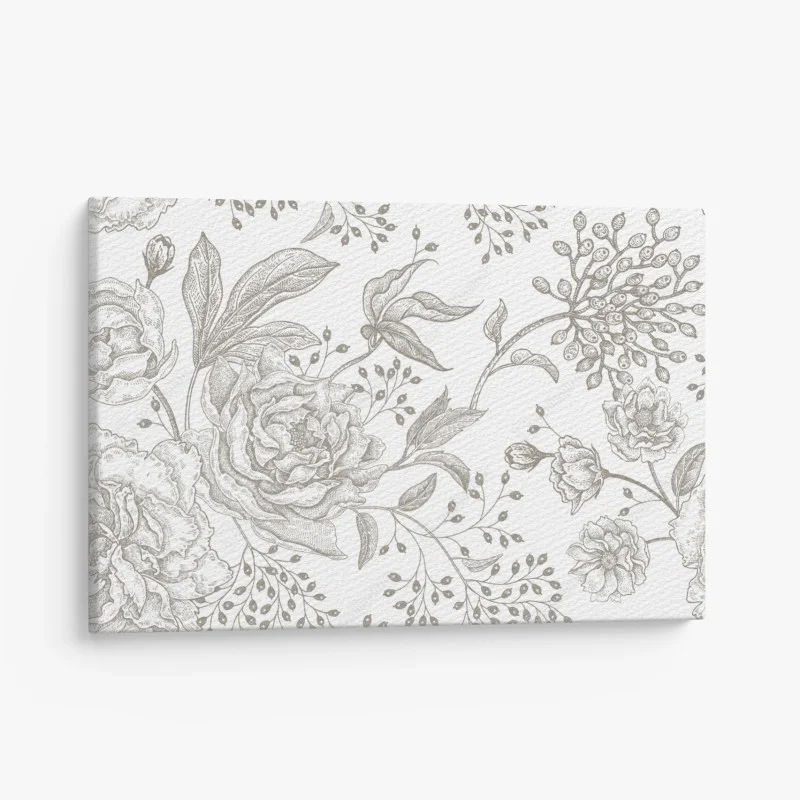 Cuadro en lienzo patrón floral botánico en tonos neutros