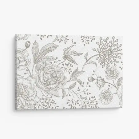 Cuadro en lienzo patrón floral botánico en tonos neutros – Pixers®