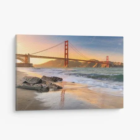 Cuadro en lienzo puesta de sol sobre el Golden Gate en San Francisco – Pixers®