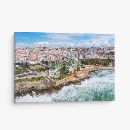Cuadro en lienzo vistas costeras de ciudad y acantilados – Pixers®