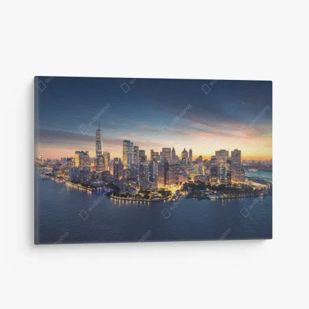 Cuadro en lienzo amanecer en Manhattan: panorámica urbana de Nueva York – Pixers®