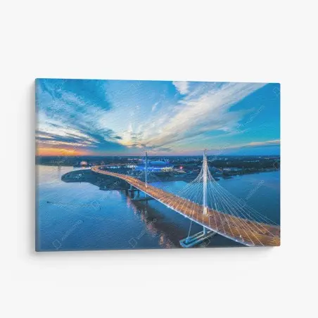 Cuadro en lienzo puente atirantado de San Petersburgo al amanecer – Pixers®
